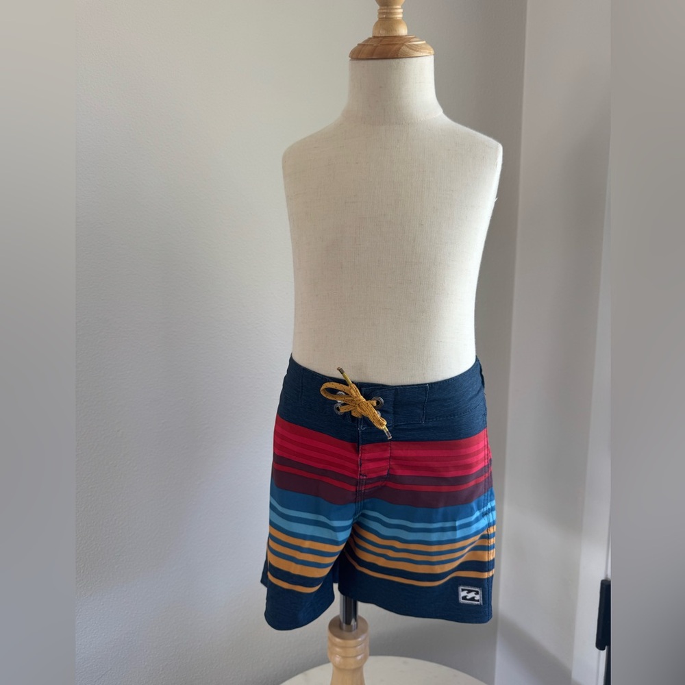 Toddler boys 2T blue, orange and red quick dry board shorts
